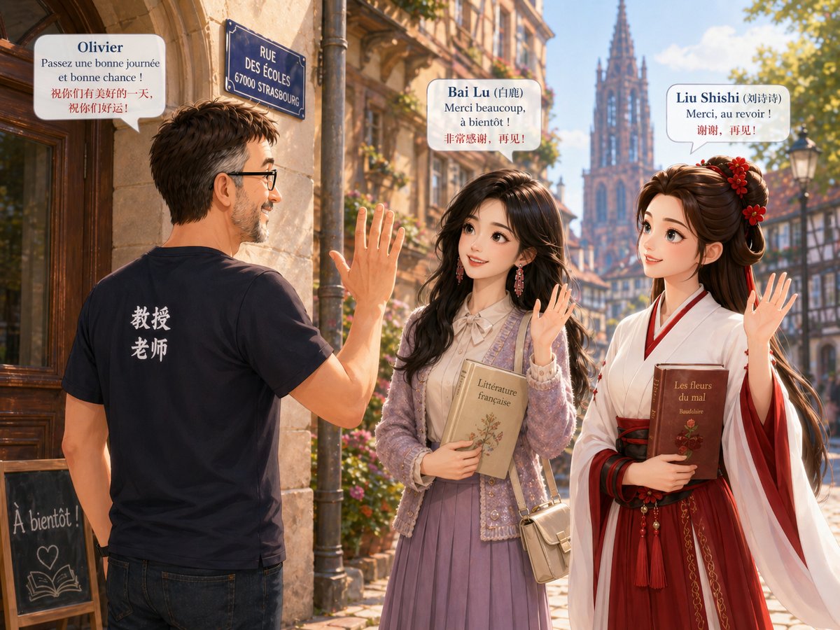 Olivier dit au revoir à Bailu et Liu Shishi