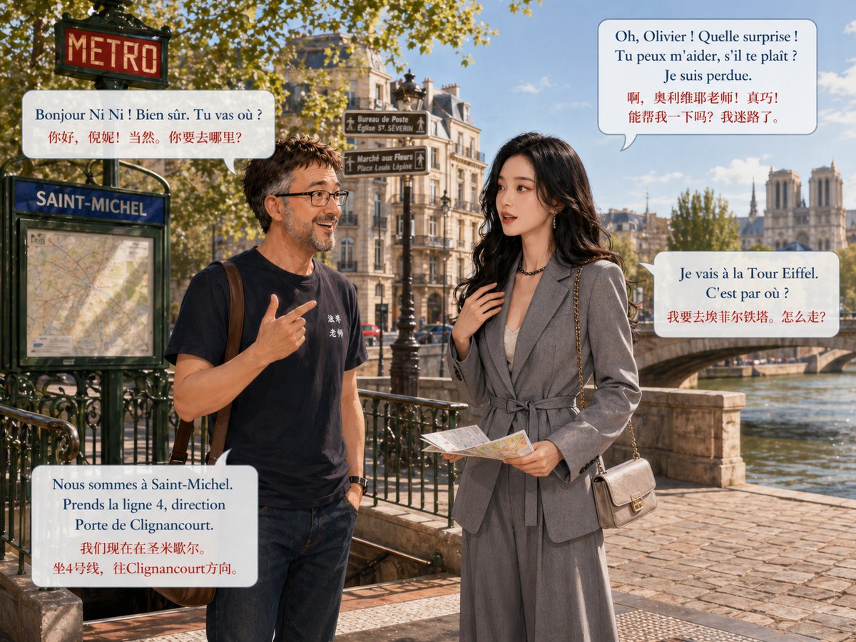 Olivier rencontre Ni Ni à la station Saint-Michel