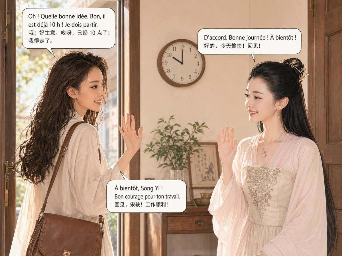 Ivy et Song Yi se disent au revoir à la porte